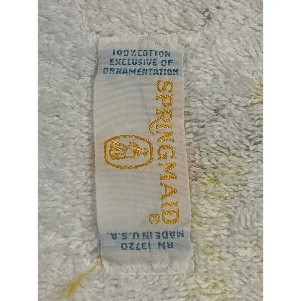 Vtg 70s Springmaid Bath Towel Floral Fringe 100% Cotton USA Made EUC
